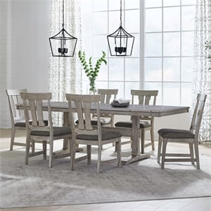 Liberty Furniture Hallendale 7 Piece Trestle Dining Room Table Set - White