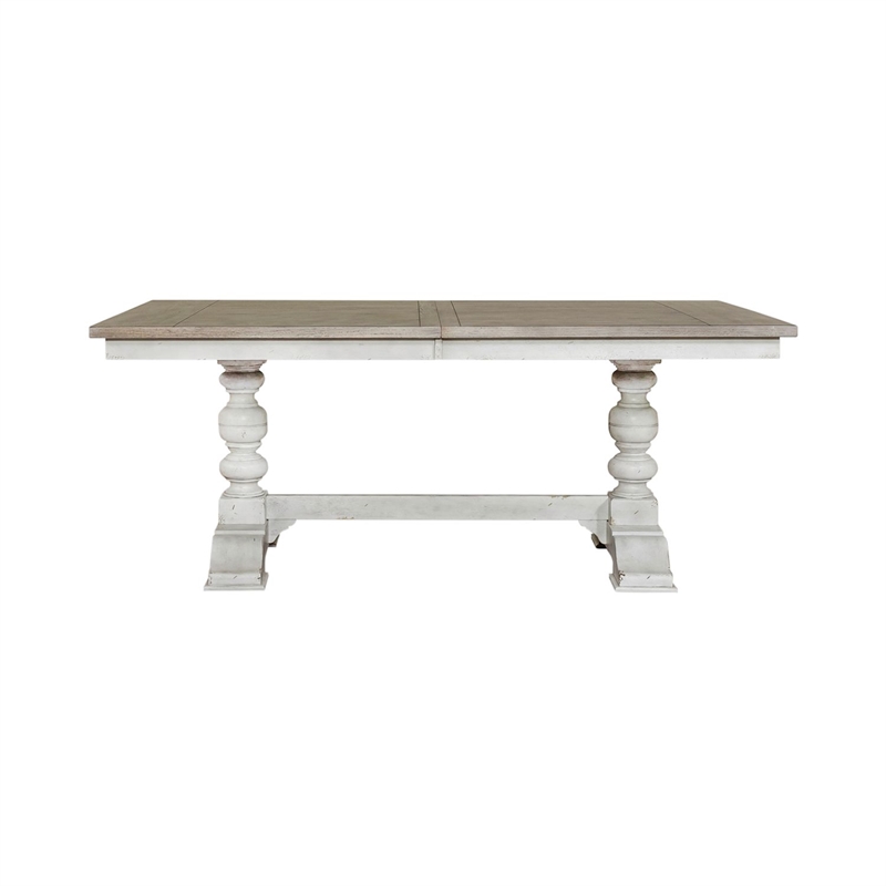 Liberty Furniture Whitney 5 Piece Trestle Dining Room Table Set - White Oak Wood