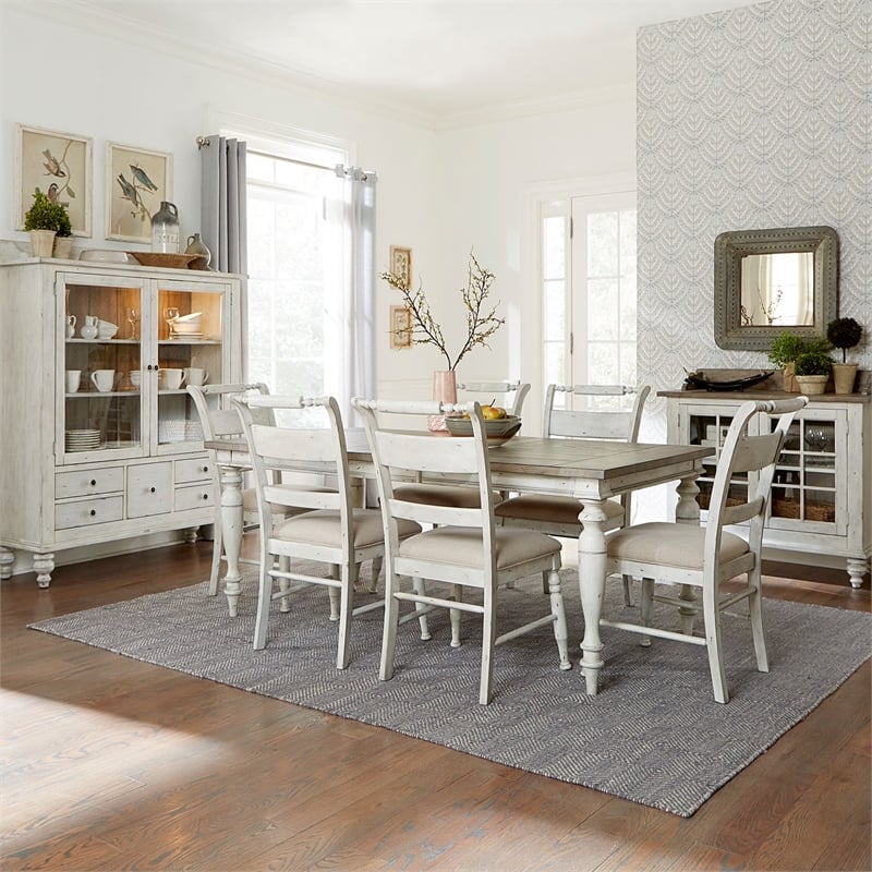Liberty Furniture Whitney 7 Piece Rectangular Dining Room Table Set - White Oak