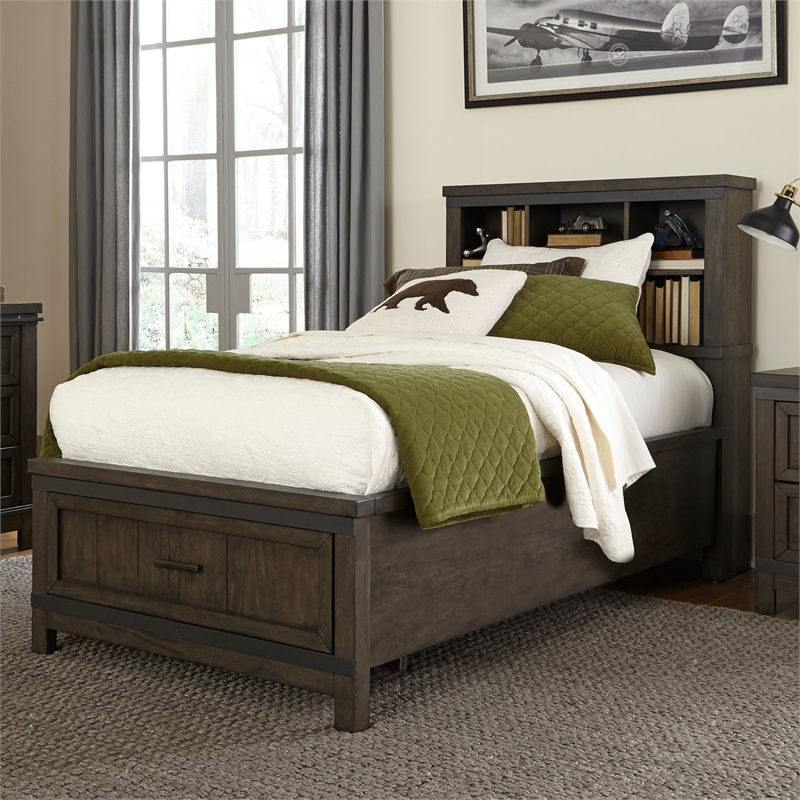 Liberty Furniture Thornwood Hills Full Bookcase Bed Dresser & Mirror - Brown