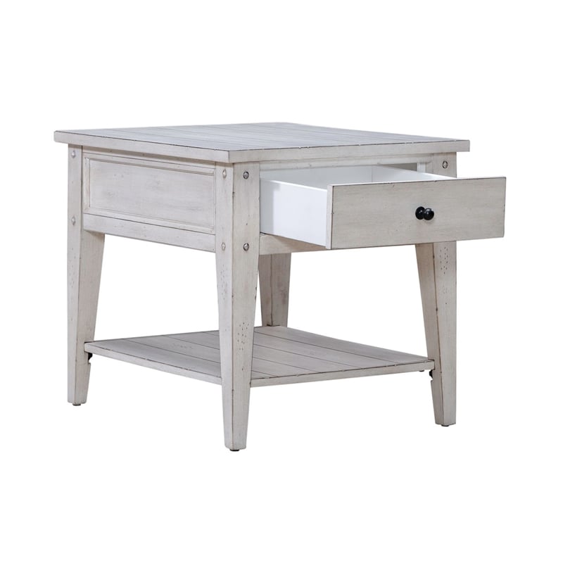 Liberty Furniture Lake House Opt 3 Piece Living Room Set Coffee Table & 2 End Tables Weathered White Oak Wood