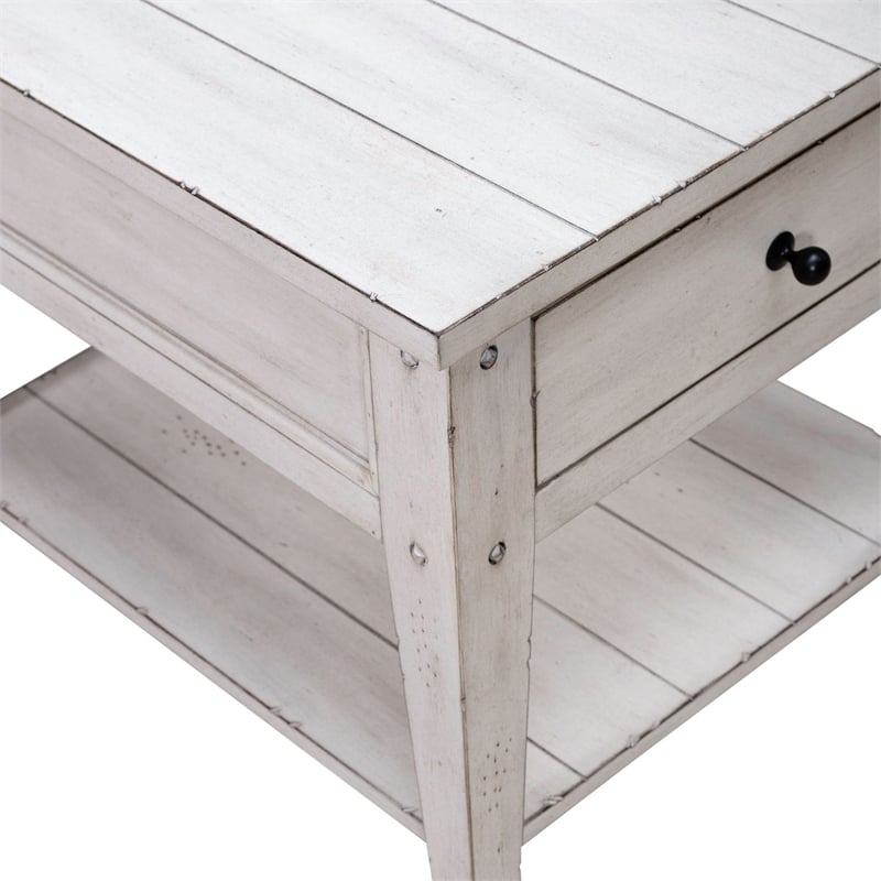 Liberty Furniture Lake House Opt 3 Piece Living Room Set Coffee Table & 2 End Tables Weathered White Oak Wood