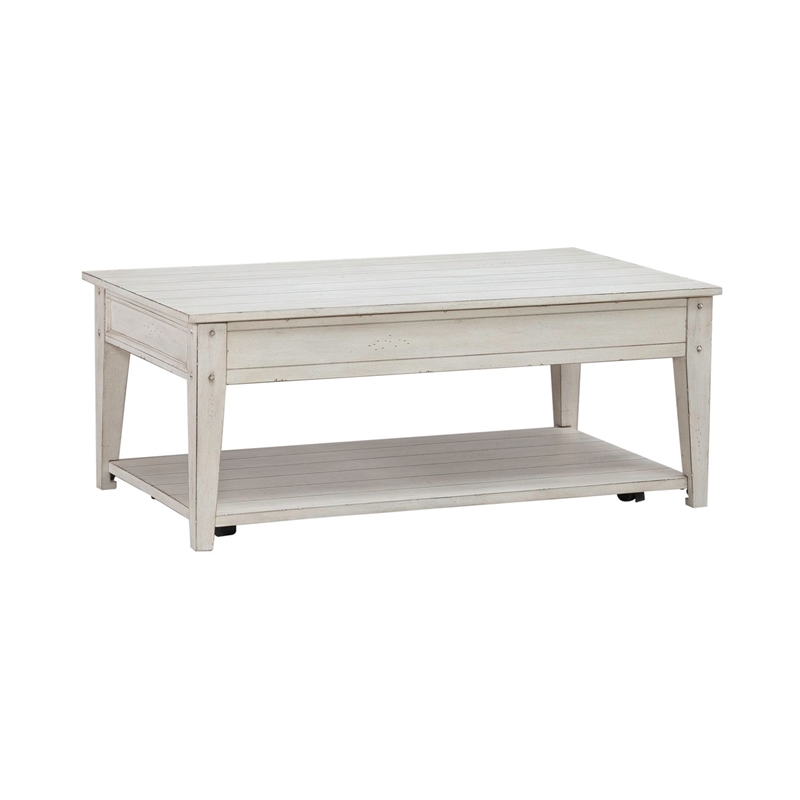 Liberty Furniture Lake House Opt 3 Piece Living Room Set Coffee Table & 2 End Tables Weathered White Oak Wood