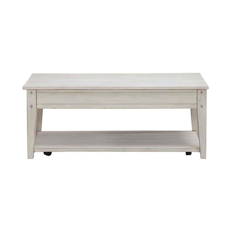 Liberty Furniture Lake House Opt 3 Piece Living Room Set Coffee Table & 2 End Tables Weathered White Oak Wood