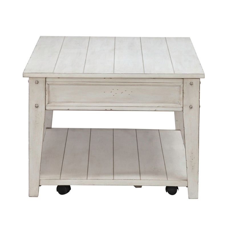 Liberty Furniture Lake House Opt 3 Piece Living Room Set Coffee Table & 2 End Tables Weathered White Oak Wood