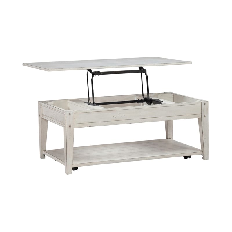 Liberty Furniture Lake House Opt 3 Piece Living Room Set Coffee Table & 2 End Tables Weathered White Oak Wood