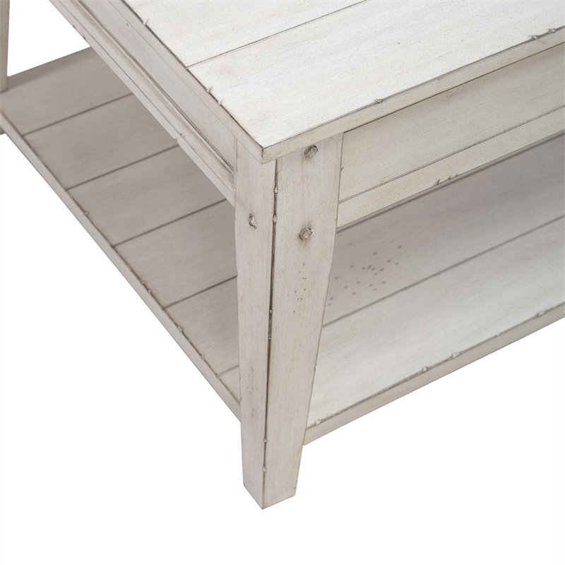 Liberty Furniture Lake House Opt 3 Piece Living Room Set Coffee Table & 2 End Tables Weathered White Oak Wood