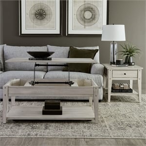 Liberty Furniture Lake House Opt 3 Piece Living Room Set Coffee Table & 2 End Tables Weathered White Oak Wood