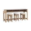 Liberty Furniture Millstone 4 Piece Living Room Set Console Bar Table & 3 Stools - Brown Oak Wood