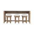 Liberty Furniture Millstone 4 Piece Living Room Set Console Bar Table & 3 Stools - Brown Oak Wood