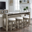 Liberty Furniture Millstone 4 Piece Living Room Set Console Bar Table & 3 Stools - Brown Oak Wood