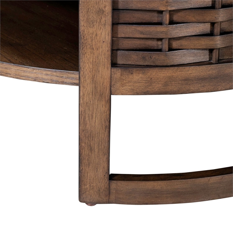 Liberty Furniture Warren Park Living Room Round Cocktail Table - Brown Oak Wood