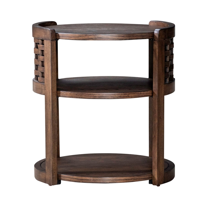 Liberty Furniture Warren Park Living Room Round Chairside Table - Brown Oak Wood