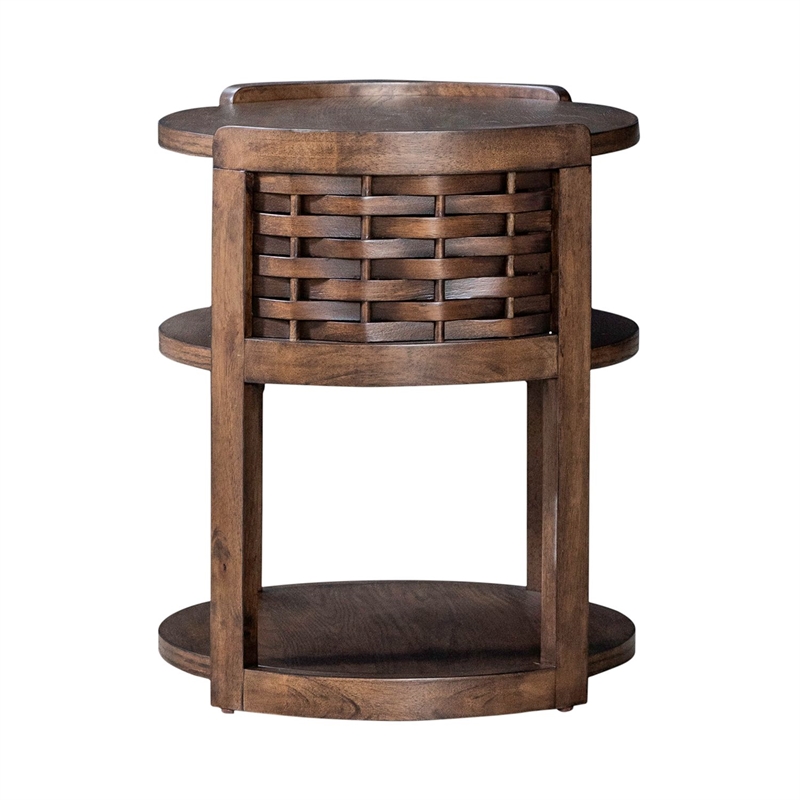 Liberty Furniture Warren Park Living Room Round Chairside Table - Brown Oak Wood