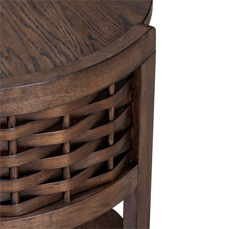 Liberty Furniture Warren Park Living Room Round Chairside Table - Brown Oak Wood
