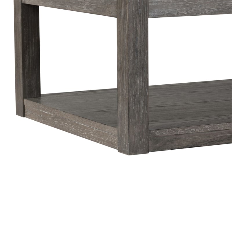 Liberty Furniture Piedmont 3 Piece Living Room Set Cocktail Table & 2 End Tables Charcoal Brown Oak Wood