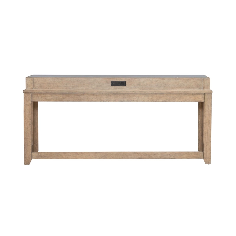 Liberty Furniture Millstone Living Room Console Bar Table with Charging Station - Nutmeg Oak Wood