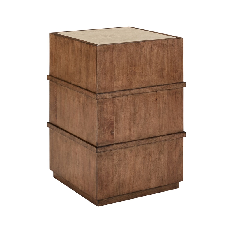 Liberty Furniture Shaker Lakes Living Room Granite Top Chairside Table - Brown Maple Wood