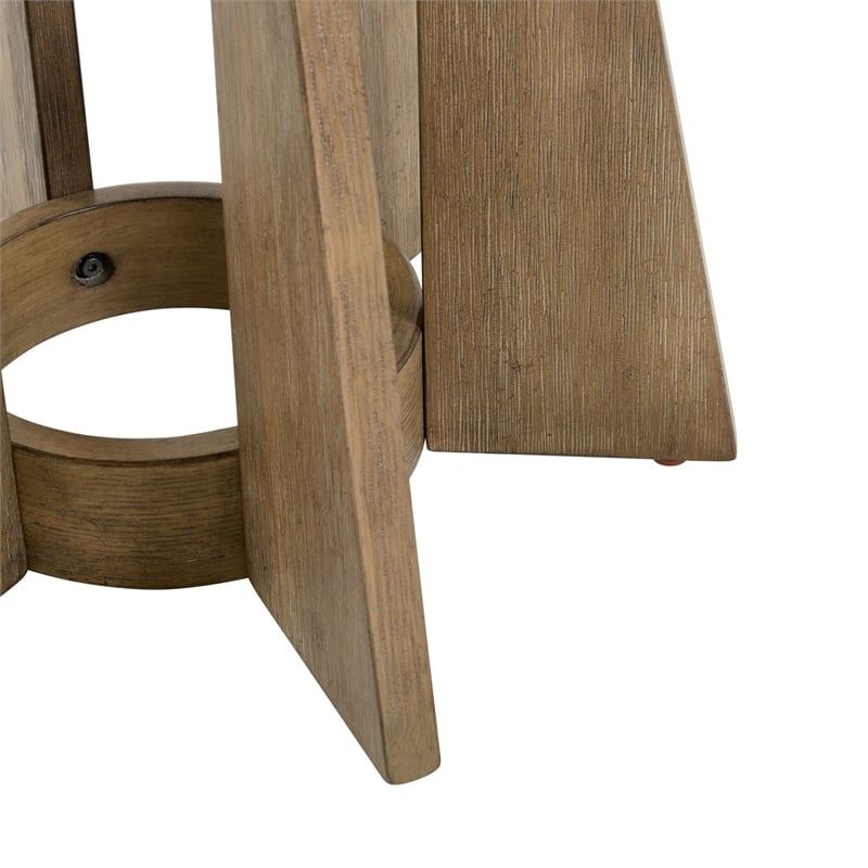 Liberty Furniture Berkly Living Room Round Pedestal End Table - Linen & Khaki