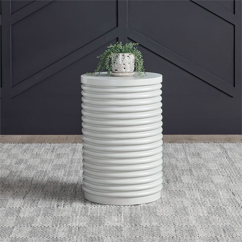 Liberty Furniture Berkly Living Room Round Drum Chairside Table - Linen & Khaki