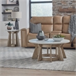 Liberty Furniture Berkly Opt 3 Piece Living Room Set Round Cocktail Table & 2 End Tables - Khaki Brown Wood