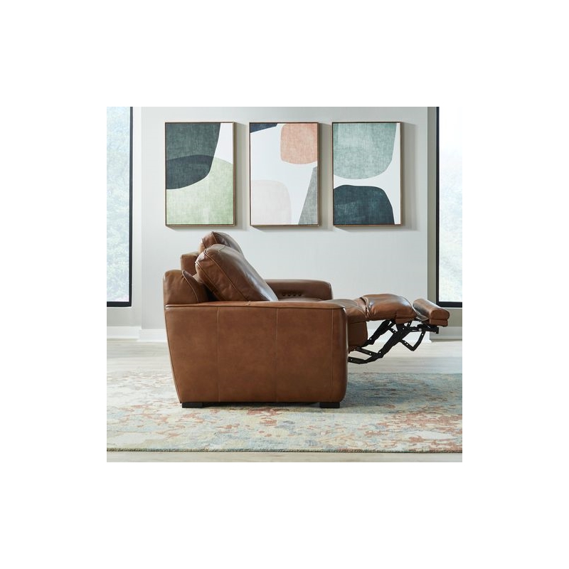 Liberty Furniture Blake Power Reclining Sofa - Honey Brown Leather