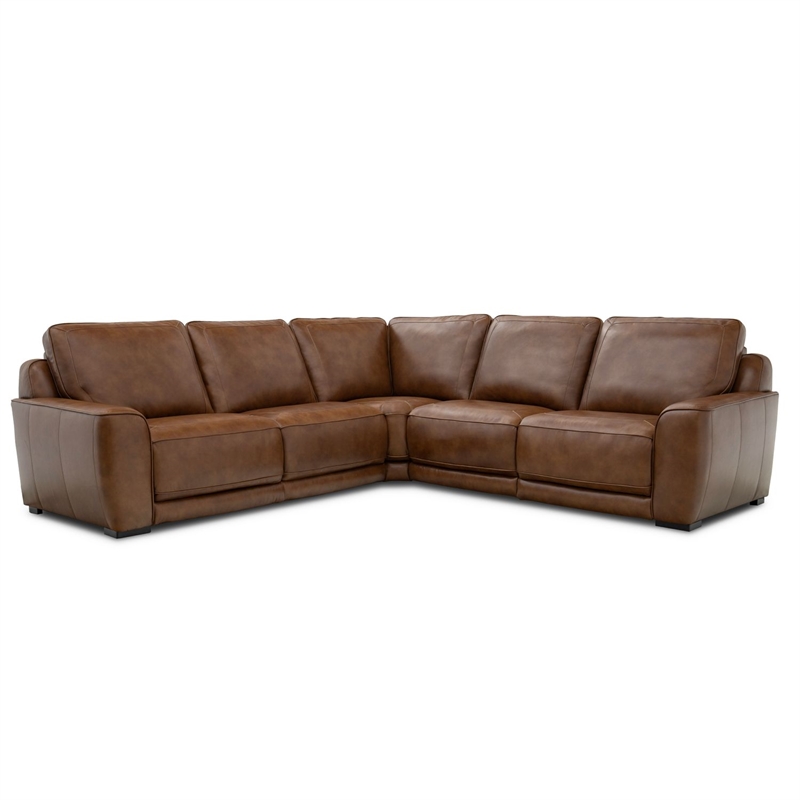 Liberty Furniture Blake 5 Piece Power Reclining Sectional Sofa - Brown Leather