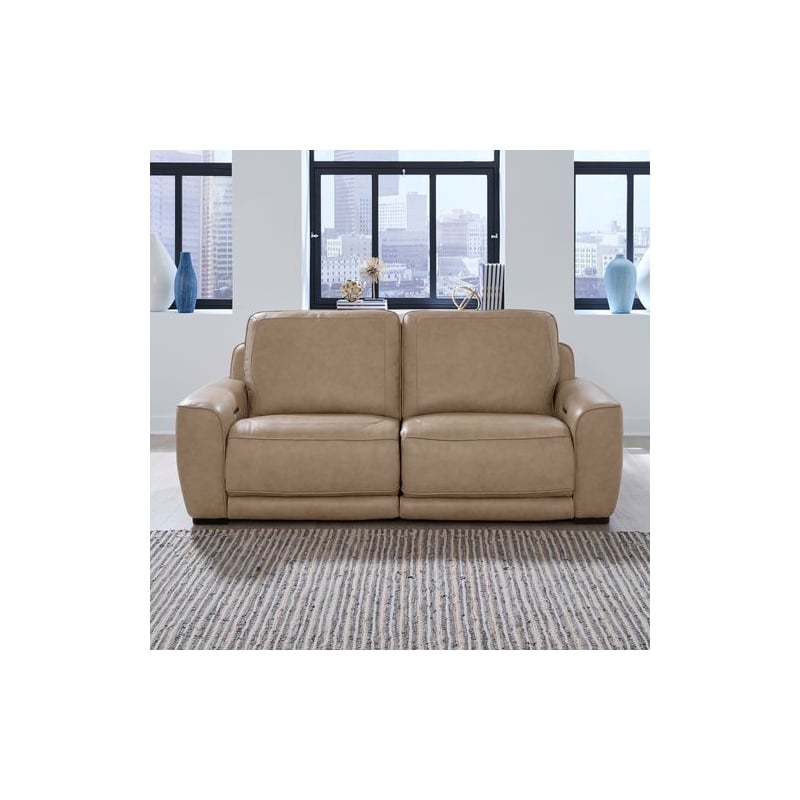 Liberty Furniture Blake Sofa & Recliner Power Reclining Set - Oatmeal Leather