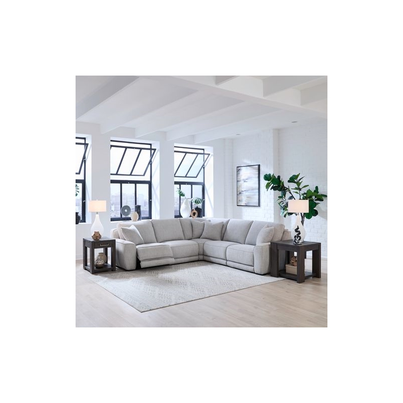 Liberty Furniture Blake 5 Piece Power Reclining Sectional Sofa Smoke Gray Fabric