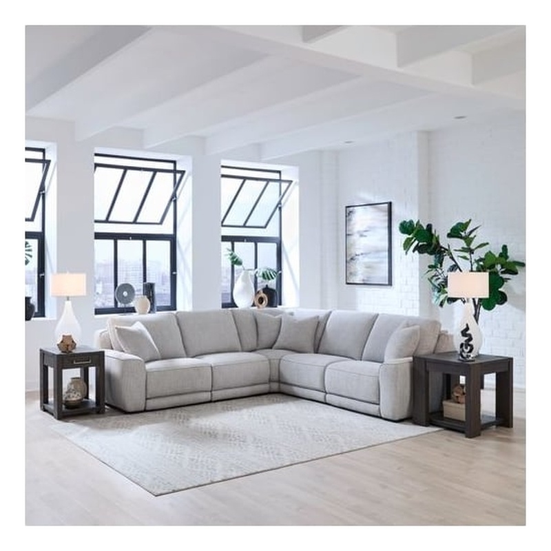 Liberty Furniture Blake 5 Piece Power Reclining Sectional Sofa Smoke Gray Fabric