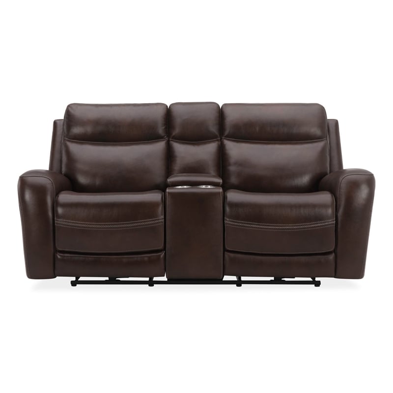 Liberty Furniture Blair Sofa & Loveseat Power Reclining Set Cognac Brown Leather