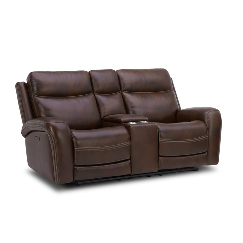 Liberty Furniture Blair Sofa & Loveseat Power Reclining Set Cognac Brown Leather