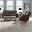 Liberty Furniture Blair Sofa & Loveseat Power Reclining Set Cognac Brown Leather