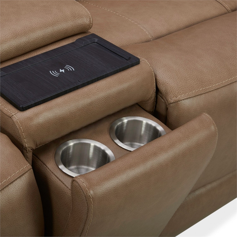 Liberty Furniture Carrington Reclining Loveseat & Console York Sand Leather