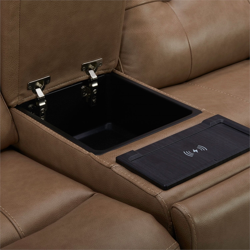 Liberty Furniture Carrington Reclining Loveseat & Console York Sand Leather