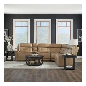 Liberty Furniture Carrington 6 Piece Reclining Sectional Sofa York Sand Leather