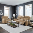 Liberty Furniture Carrington Sofa & Recliner Power Set - York Sand Leather