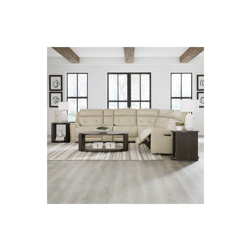 Liberty Furniture Carrington 6 Piece Power Sectional Sofa - Stone Cream Leather