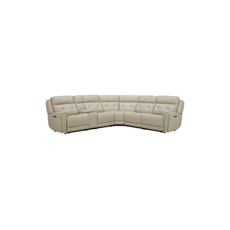 Liberty Furniture Carrington 6 Piece Power Sectional Sofa - Stone Cream Leather
