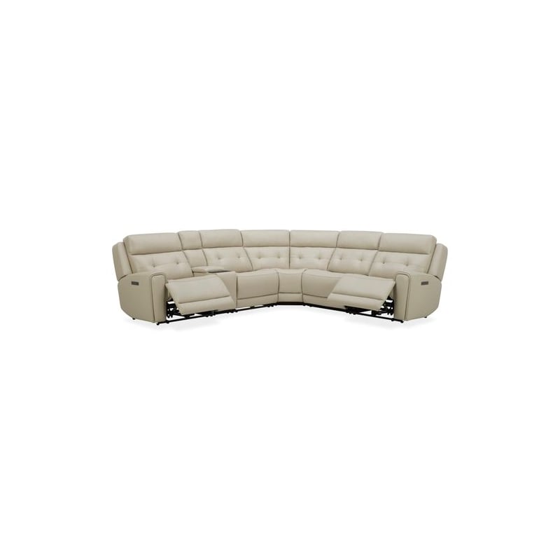 Liberty Furniture Carrington 6 Piece Power Sectional Sofa - Stone Cream Leather