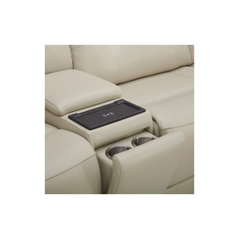 Liberty Furniture Carrington 6 Piece Power Sectional Sofa - Stone Cream Leather