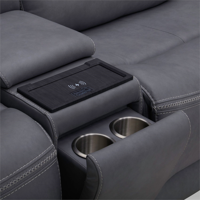 Liberty Furniture Cooper 6 Pc. Power Reclining Sectional Sofa Blue Gray Leather