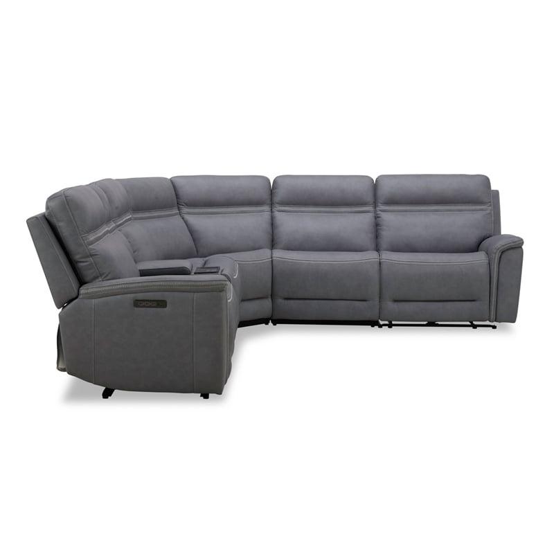 Liberty Furniture Cooper 6 Pc. Power Reclining Sectional Sofa Blue Gray Leather