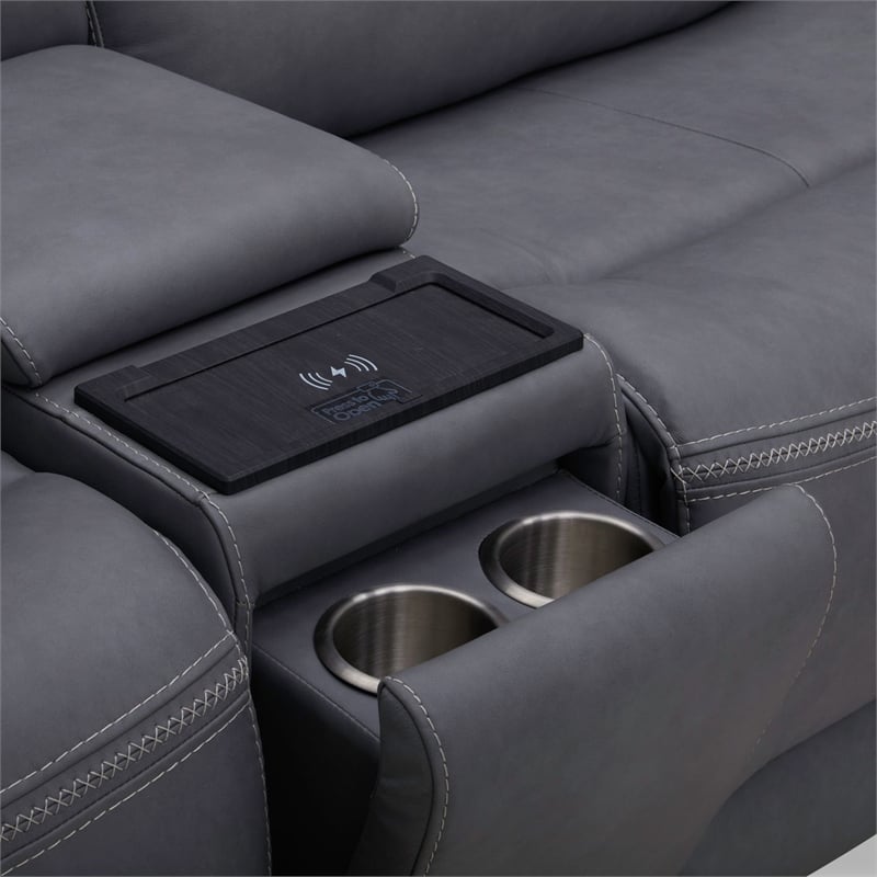 Liberty Furniture Cooper 6 Pc. Power Reclining Sectional Sofa Blue Gray Leather