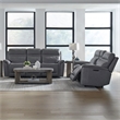Liberty Furniture Cooper Sofa & Loveseat Power Reclining Set - Blue Gray Leather