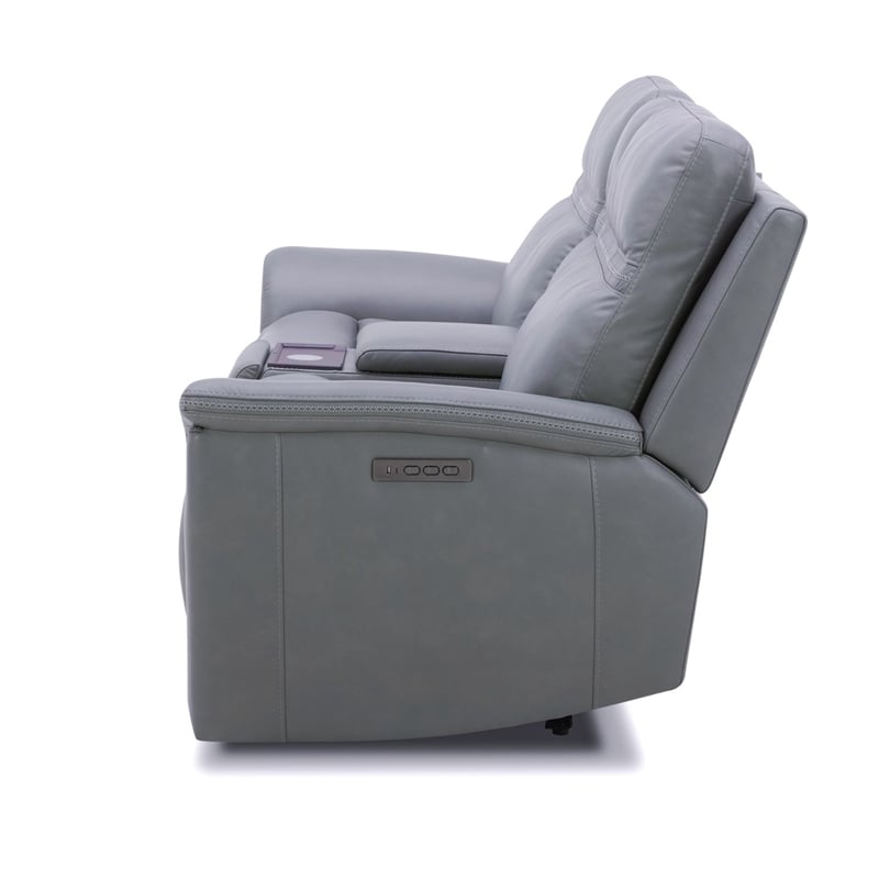 Liberty Furniture Cooper Sofa & Recliner Power Reclining Set - Blue Gray Leather