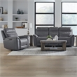 Liberty Furniture Cooper Sofa & Recliner Power Reclining Set - Blue Gray Leather