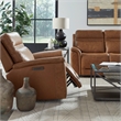 Liberty Furniture Cooper Sofa & Recliner Power Reclining Set Camel Brown Leather