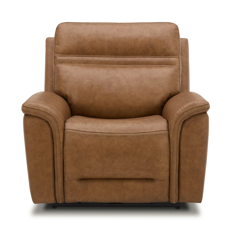 Liberty Furniture Cooper Sofa & Recliner Power Reclining Set Camel Brown Leather
