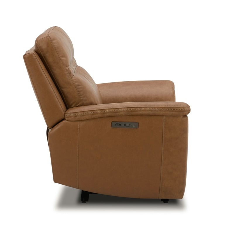 Liberty Furniture Cooper Sofa & Recliner Power Reclining Set Camel Brown Leather